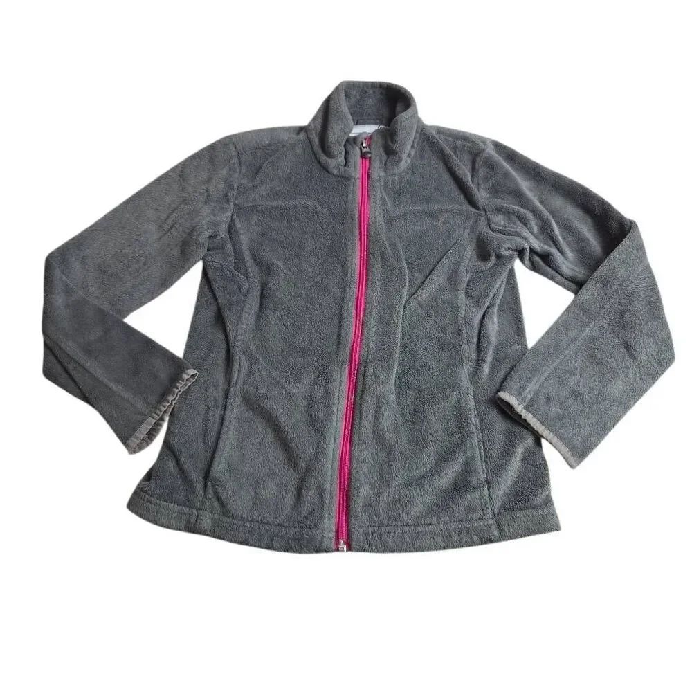 Magellan Outdoors Gray Fuchsia Full-Zip Soft Shell Girls Jacket M
